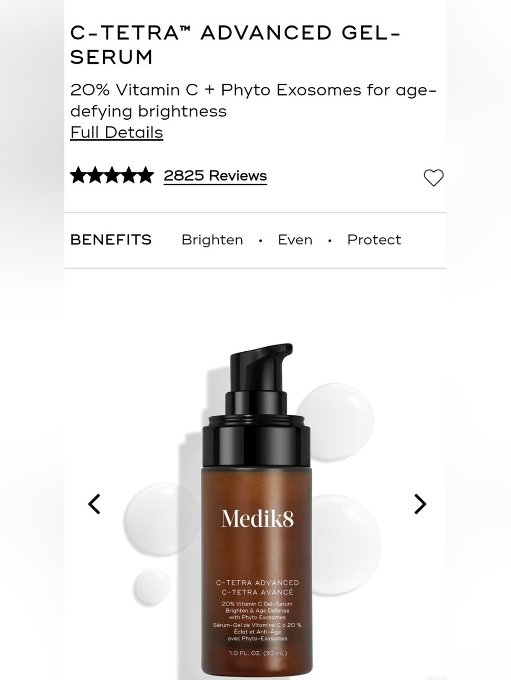 Medik8 C-Tetra Advanced Gel-Serum 20% Vitamin C + Phyto Exosomes